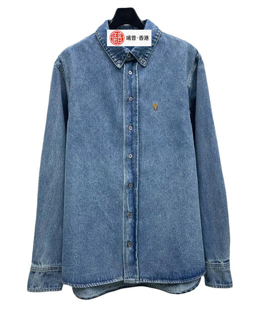 中性款刺绣牛仔衬衣外套 商品图0