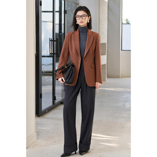 剩S/M 米思阳2026春季戗驳领气质收腰通勤西装高级感轻职场时尚西服4540 商品图2