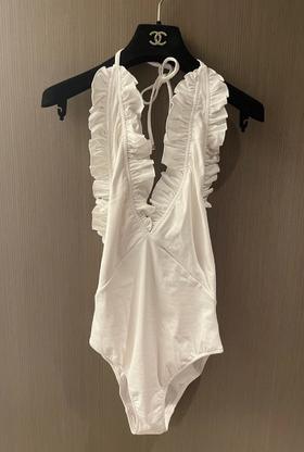 TY333-CHANEL香奈儿 23春夏新品 纯色荷叶边休闲露背无袖连体衣 女款 白色（PG*MM）