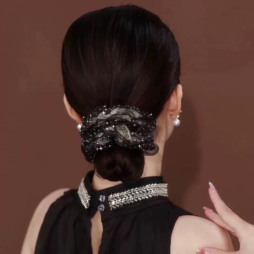 丁摩 【2个装】发圈满星镶嵌法式双层欧根纱甜美气质头花扎头发头绳女5ZF-9151 商品图3