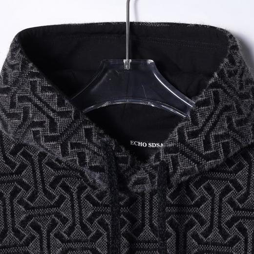 WY1120SDSA男士秋冬新款痞帅男装休闲绒毛暗纹提花抽绳连帽卫衣简约时尚 商品图1