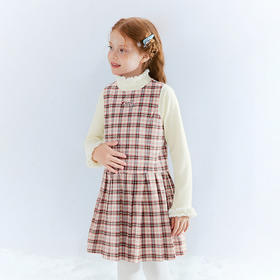 笛莎Deesha 童装女童连衣裙2025冬新款女童学院风格子背心裙