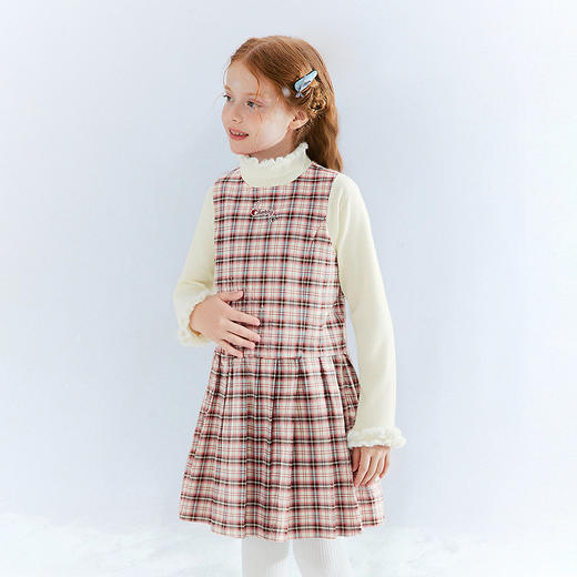 笛莎Deesha 童装女童连衣裙2025冬新款女童学院风格子背心裙 商品图0