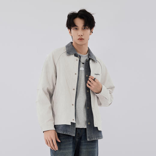 【新品上新】HX 秋季假两件翻领茄克衫外套C105530025101 商品图3