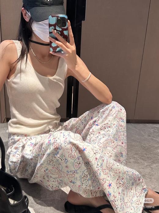 TY336-Chane  25C早春新款 彩色涂鸦小鱼印花直筒阔腿牛仔长裤（PG*MM） 商品图1