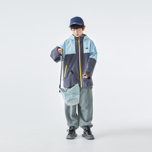 蓝汽水25冬季新款亲子中大男童拼色休闲外套防风防水条纹肌理上衣 商品图4