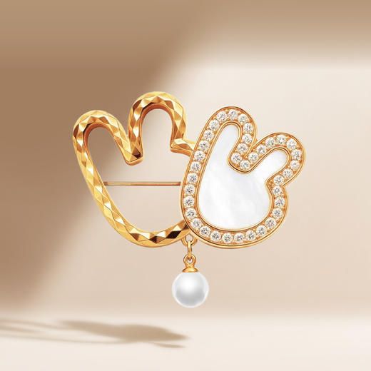 袋鼠团团贝母胸针 商品图3