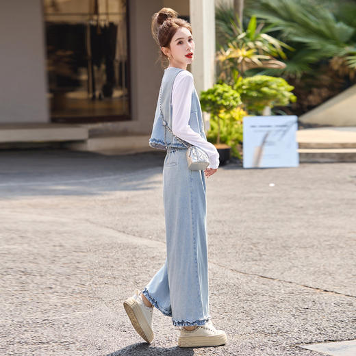 牛仔套装女2025年新款超火休闲洋气时尚减龄马甲阔腿裤三件套HR-YDYX9317 商品图3