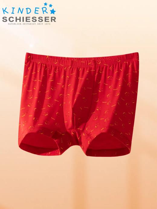 【鸿运时尚莫代尔】舒雅男童莫代尔红内裤25新款鸿运本命年印花儿童平角底裤3B/25371T 商品图2