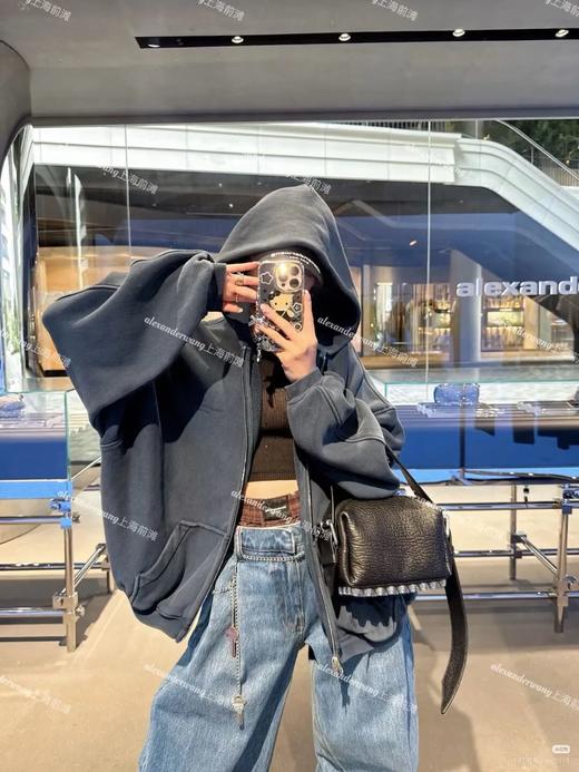 大王情侣款重磅水洗成衣染色做旧连帽拉链衫卫衣 商品图2