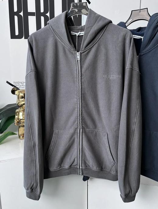 大王情侣款重磅水洗成衣染色做旧连帽拉链衫卫衣 商品图5