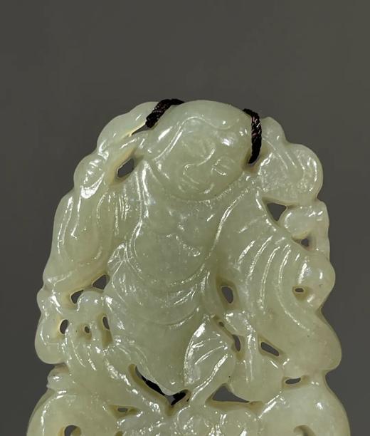 青黄玉镂雕刘海戏金蟾像吊坠一对，顺丰包邮 商品图1