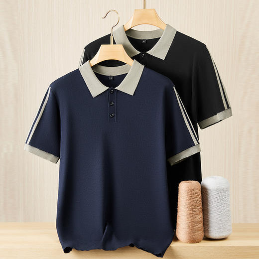 【DPF】大依优型大码男装时尚休闲商务翻领短袖毛衣POLO衫男半袖针织衫 商品图6