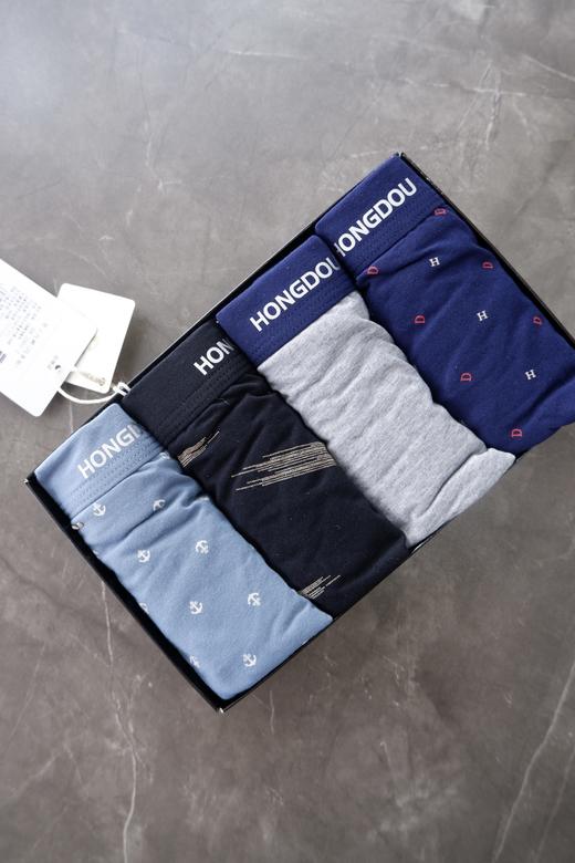 云仓【发4条】 红豆撤耟款， 纯棉系列，秋冬季男士平角裤 商品图2