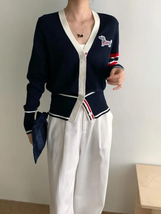 TB汤母|布朗~重工毛巾刺绣小狗刺绣开衫外套 商品图0