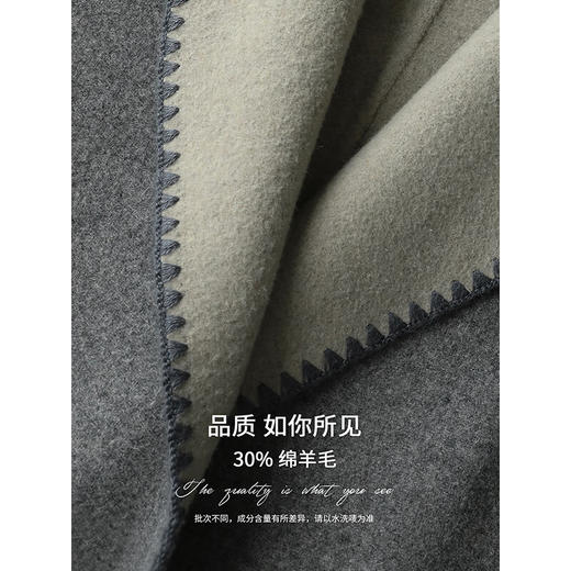 COCOBELLA两面穿手工羊毛大衣围巾套装中长款毛呢外套WL3221 商品图4