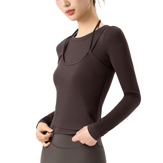 【限时秒】YOGACODE【火树银花系列】套装圆领修身长袖叠穿背心两件套运动套装DWT125669+125675 商品图4