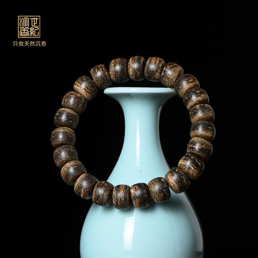 天然达拉干黑棋沉香桶珠 沉水级 12.5mm*23颗 22.8克 SP11394 商品图0