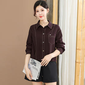 QYM YB25B63-Y外套宽松时尚休闲翻领牛仔长袖上衣