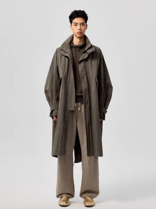 Simple Project/Y25148/棉锦皱感可拆卸连帽鱼尾风衣 商品图1