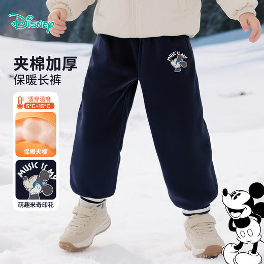 迪士尼2025秋冬新款男童夹棉保暖休闲长裤儿童运动跑步卫ZD4EK019
 商品图0