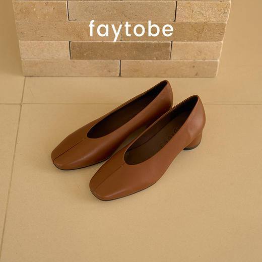 faytobe 鹅蛋玛丽珍法式浅口单鞋外穿方圆头平低舒适羊皮奶奶鞋 商品图0