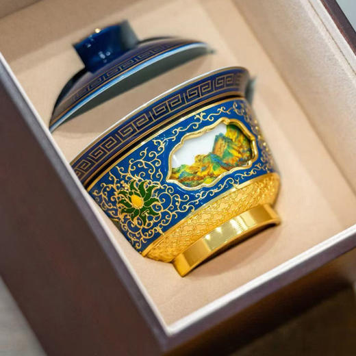 宫匠雅器 千里江山图转心盖碗 礼盒装 商品图1