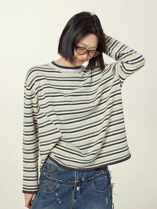 【美Yang同款撞色条纹针织衫】黑白灰黄交错排列，柠檬挞配色 特别吸睛层次感鲜明 穿出冷白皮 商品图4