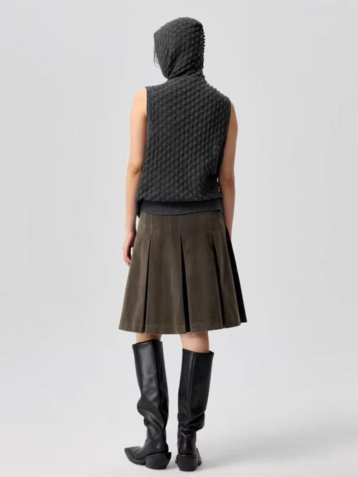 Simple Project/K25165/麂皮感工字褶半裙 商品图1