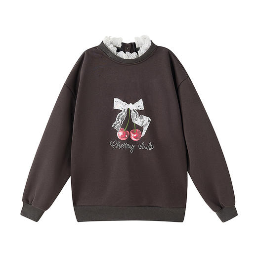 笛莎Deesha 童装女童卫衣2025冬新款女童花边领樱桃卫衣 商品图4