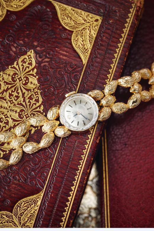 【已售】独角鹿西洋古董瑞士顶级钟表品牌劳力士Rolex出品编织纹理14K黄金精雕表带嵌水晶装饰表盘女士腕表 商品图4