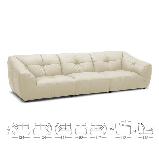 顾家家居整装 奶油风皮艺固定沙发KZ.1081 柔坞 商品图8