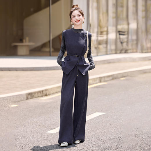 SNX3173韩版拼接钉珠设计感小香风套装女2025年秋季上新短裙两件套名媛风 商品图1