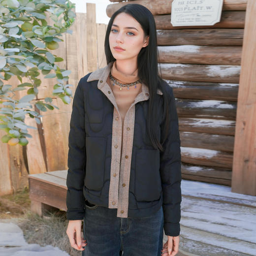 谜底两面穿短款羽绒服2025秋新款复古百搭翻领轻薄羽绒257MY8805 商品图3