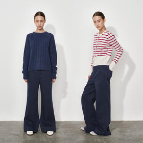 NUTH复古水洗微喇显瘦休闲裤女 靛蓝色