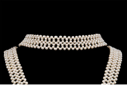 独角鹿西洋古董20世纪法国珠宝工坊Michel Ballada出品美好时代风格铂金镶嵌钻石及天然海水珍珠可拆卸式苏托尔吊坠长项链 商品图6