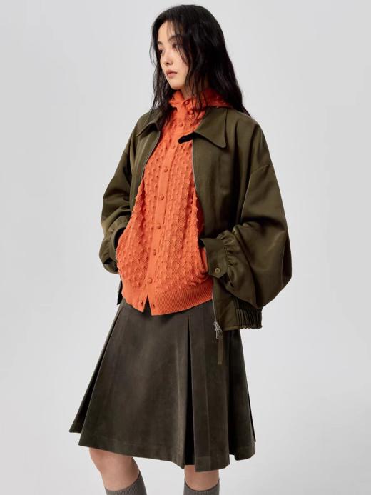 Simple Project/K25165/麂皮感工字褶半裙 商品图0