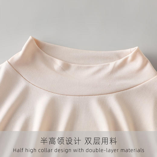 丁摩 100%桑蚕丝半高领长袖真丝亲肤透气打底上衣 商品图2