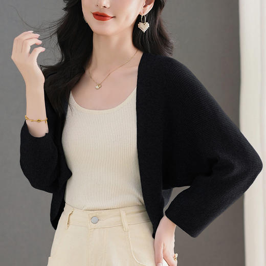 雀说洋气毛衣外套新款针织开衫高级感小个子短款小披肩女外搭AL9305 商品图3