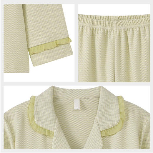 【第二件 0 元｜ 满2件 5 折】【秀黛】女菠萝格翻领套装女士睡衣家居服S3551019T【门店同款】 商品图3