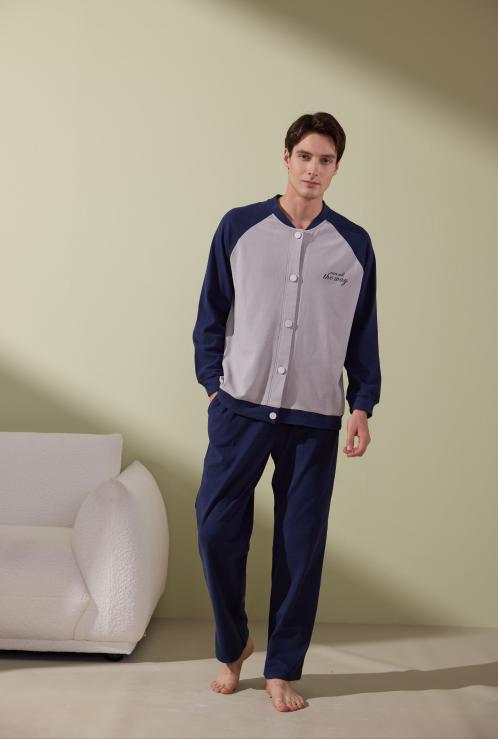 【第二件 0 元｜ 满2件 5 折】【秀黛】男款/女款撞色开衫套装男士/女士春秋长袖睡衣家居服S3550019TS3551022T【门店同款】 商品图7