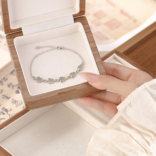 【福禄春归】S925纯银蓝水翡翠镶边葫芦手链【CW-SL11781】 商品图3