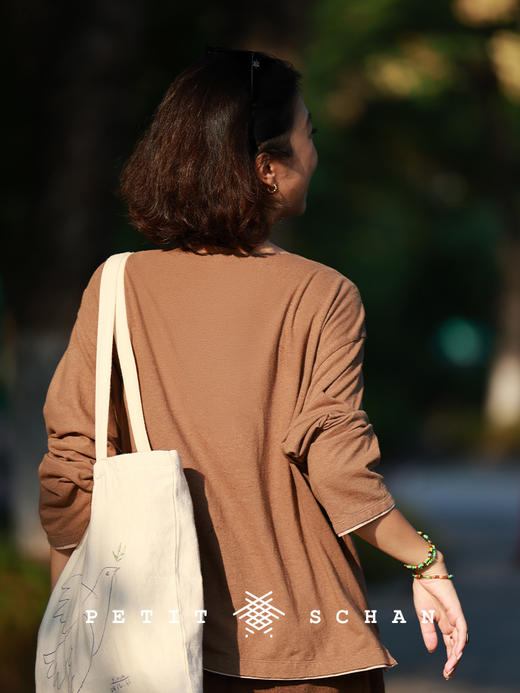 PETIT SCHAN小闪 CLO#898  Outline 描边 棉麻拼接长袖T恤 商品图3