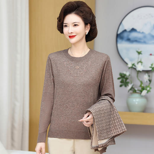 W050-3116真两件套-90-168春秋新品妈妈装两件套宽松中老年针织套装外套秋季上衣毛衣女 商品图3