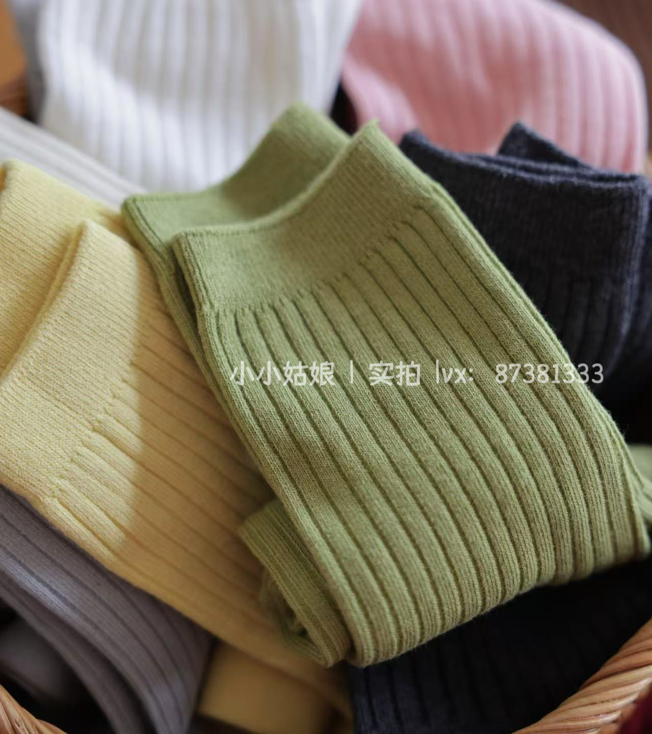 4双29！！ 可作堆堆袜 素色中高筒 粗针加厚纯色纯棉袜 秋冬女袜男袜
