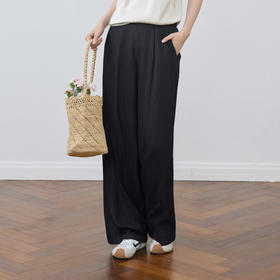 【商场同款】诗凡黎天丝多褶阔腿裤25秋新款显瘦长裤女3G7251151