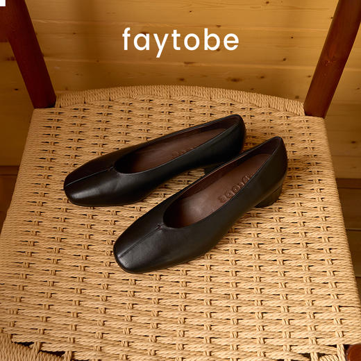 faytobe 鹅蛋玛丽珍法式浅口单鞋外穿方圆头平低舒适羊皮奶奶鞋 商品图5