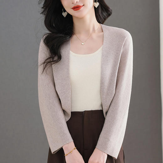 雀说洋气毛衣外套新款针织开衫高级感小个子短款小披肩女外搭AL9305 商品图1