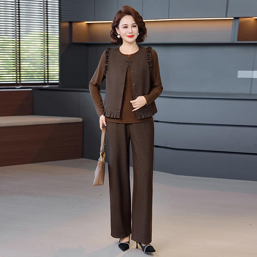 FW A8611气质时尚套装洋气马甲打底衫阔腿裤三件套 商品图1