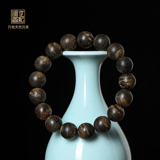 天然文莱黑棋沉香手串 沉水级 12.3mm*17颗 17.2克 SP12002 商品图0